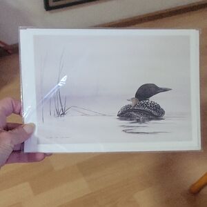 Coleman Loon Art Print - Black and White Serenity